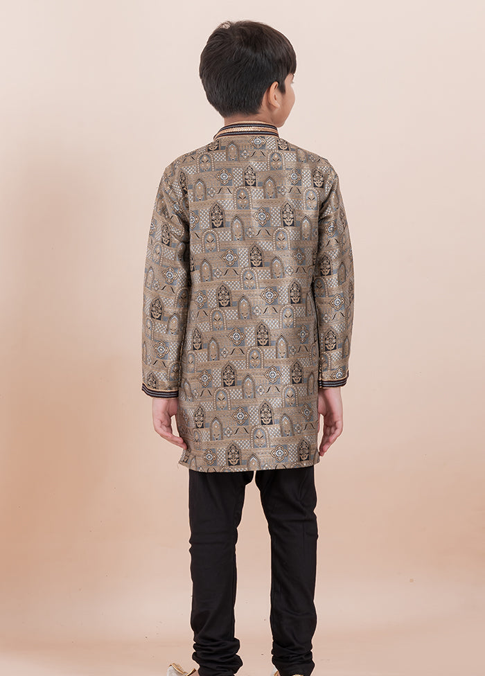 Multicolor Jacquard Silk Kurta & Pajama Set