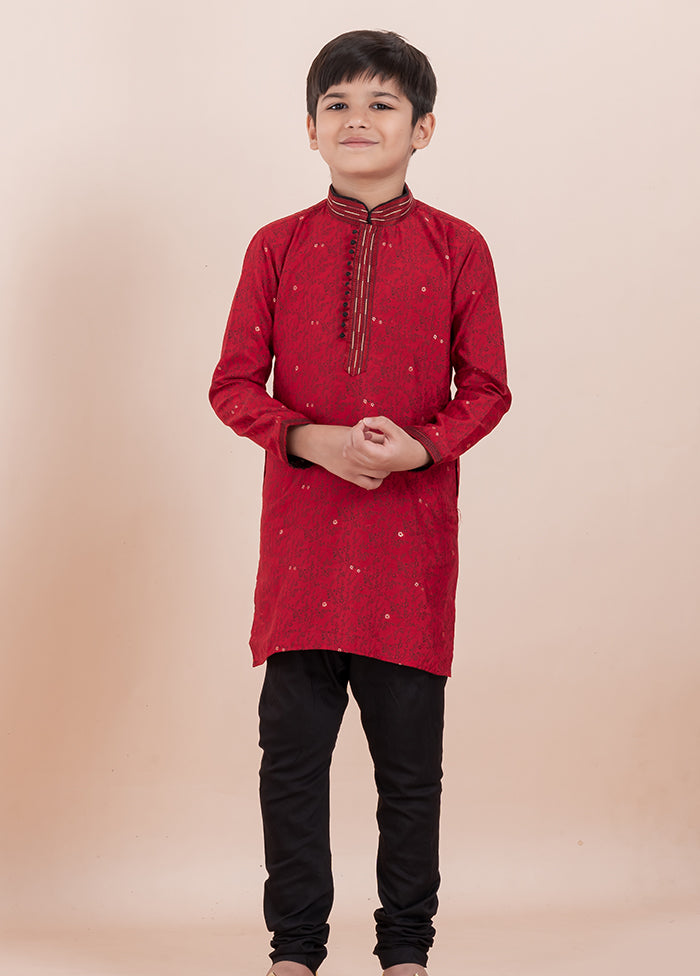 Red Cotton Kurta & Pajama Set