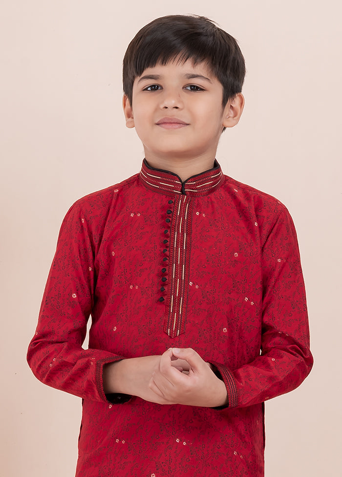 Red Cotton Kurta & Pajama Set