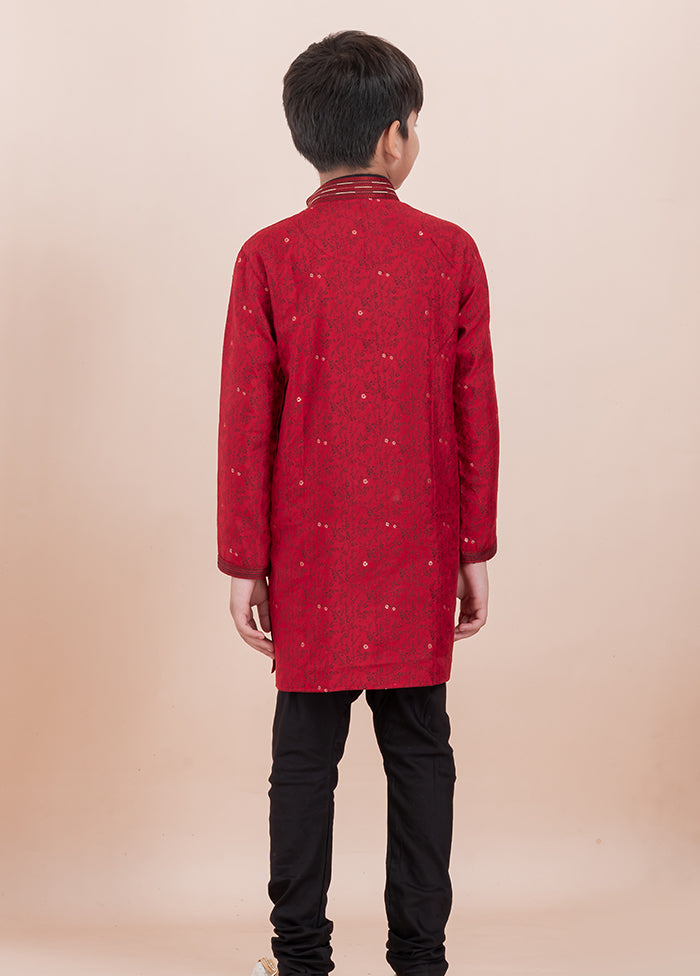 Red Cotton Kurta & Pajama Set