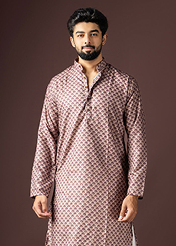 Akash Deep Jodi – Multicolor Printed Silk Saree & Wine Cotton Kurta Set