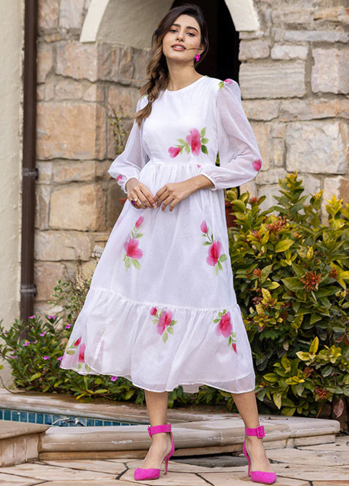white christmas dresses White Readymade Kota Cotton Kurti