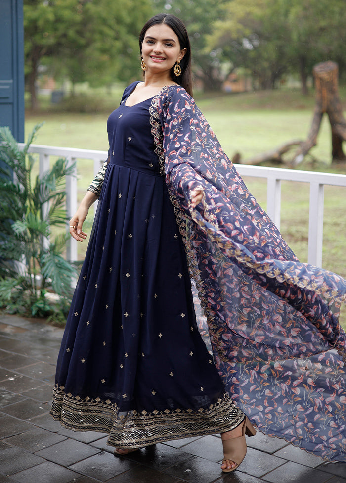 Blue Readymade Georgette Indian Dress Blue Readymade Georgette Indian Dress