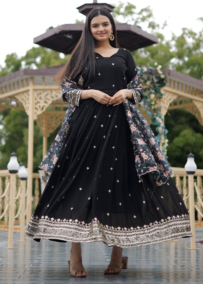 Black Readymade Georgette Indian Dress Black Readymade Georgette Indian Dress