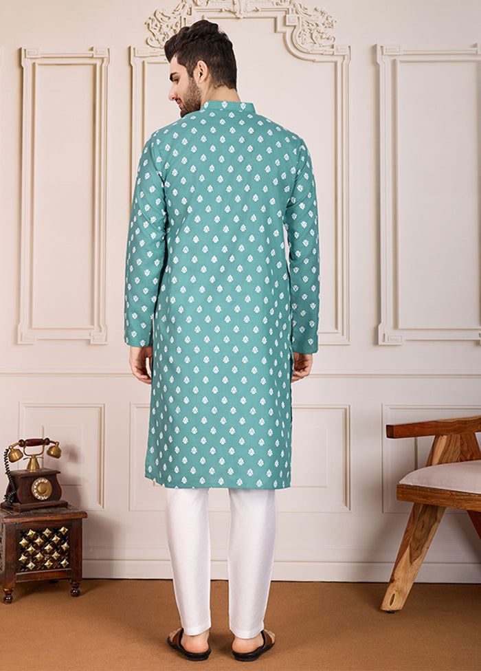 Phuljhari Jodi – Cream Assam Silk Saree & Green Cotton Kurta Set