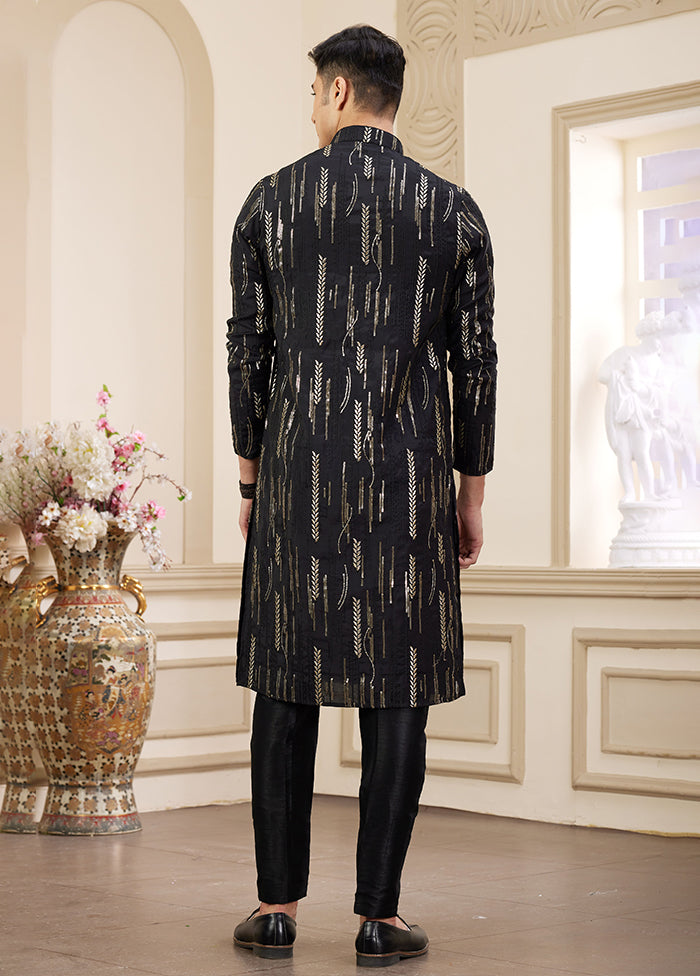 Black Silk Kurta & Pajama Set
