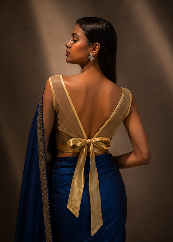 Gold Sweetheart Neck Designer Blouse