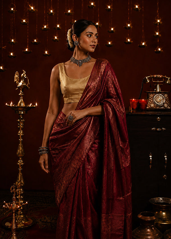 Gold Round Neck Designer Blouse
