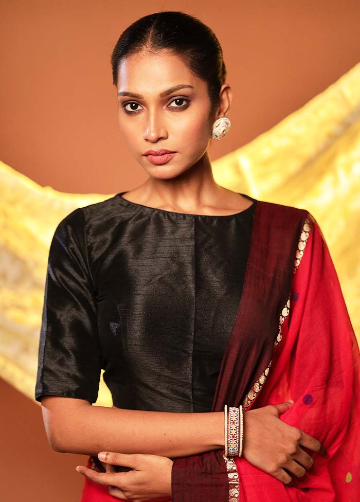 Black Boat Neck Designer Blouse Piece