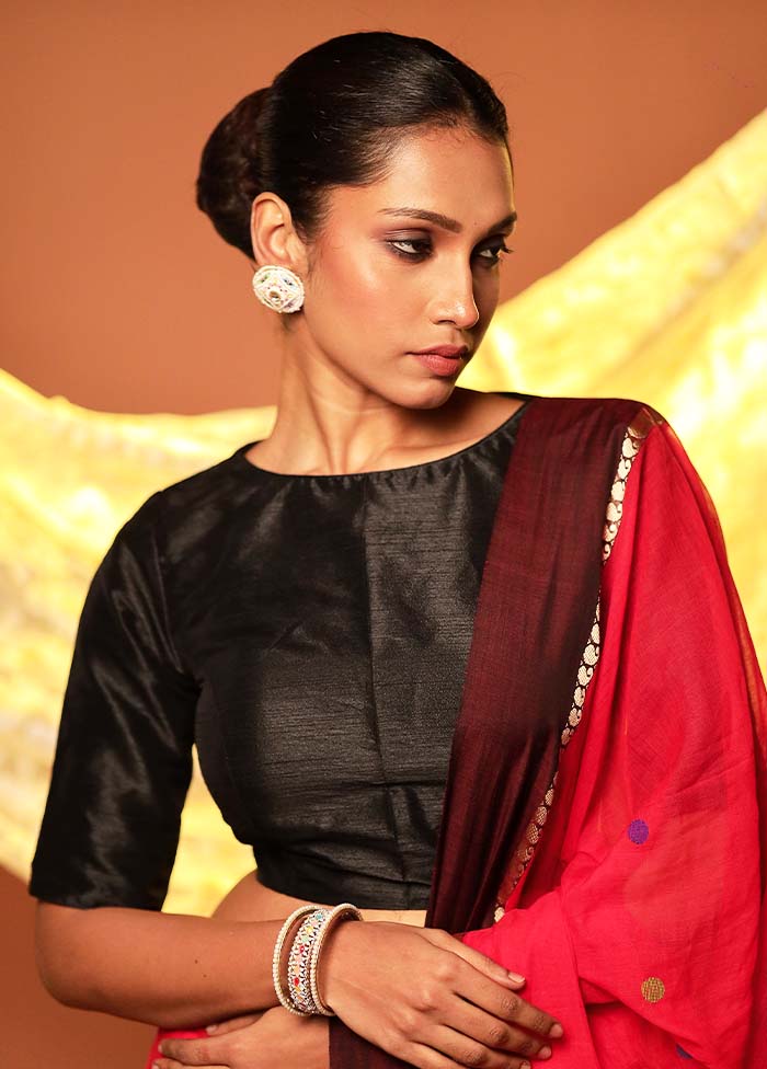 Black Boat Neck Designer Blouse Piece