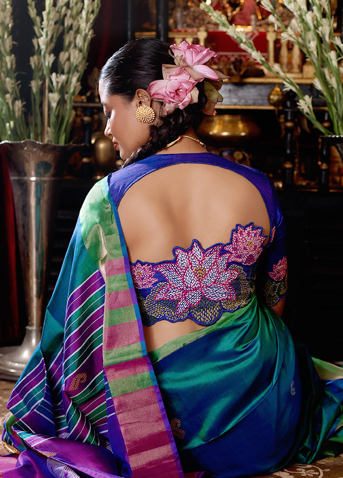 Royal Blue Round Neck Designer Blouse