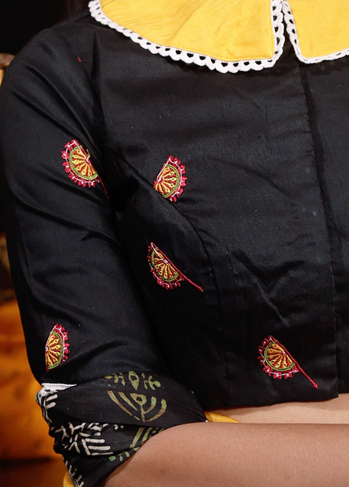 Black Collar Neck Designer Blouse
