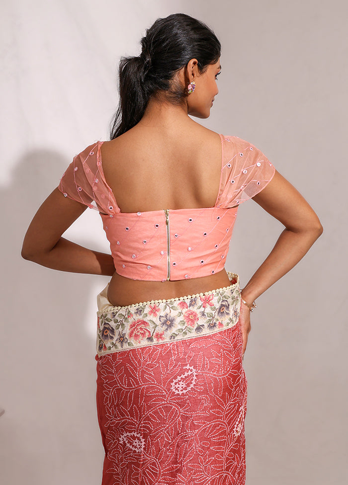 Peach Square Neck Designer Blouse