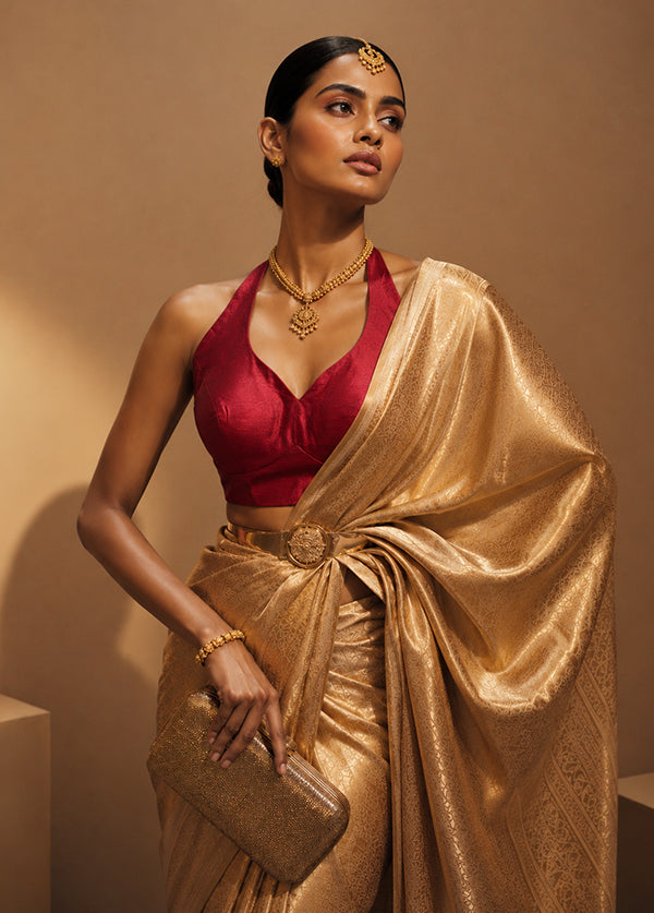 Maroon Halter Neck Designer Blouse
