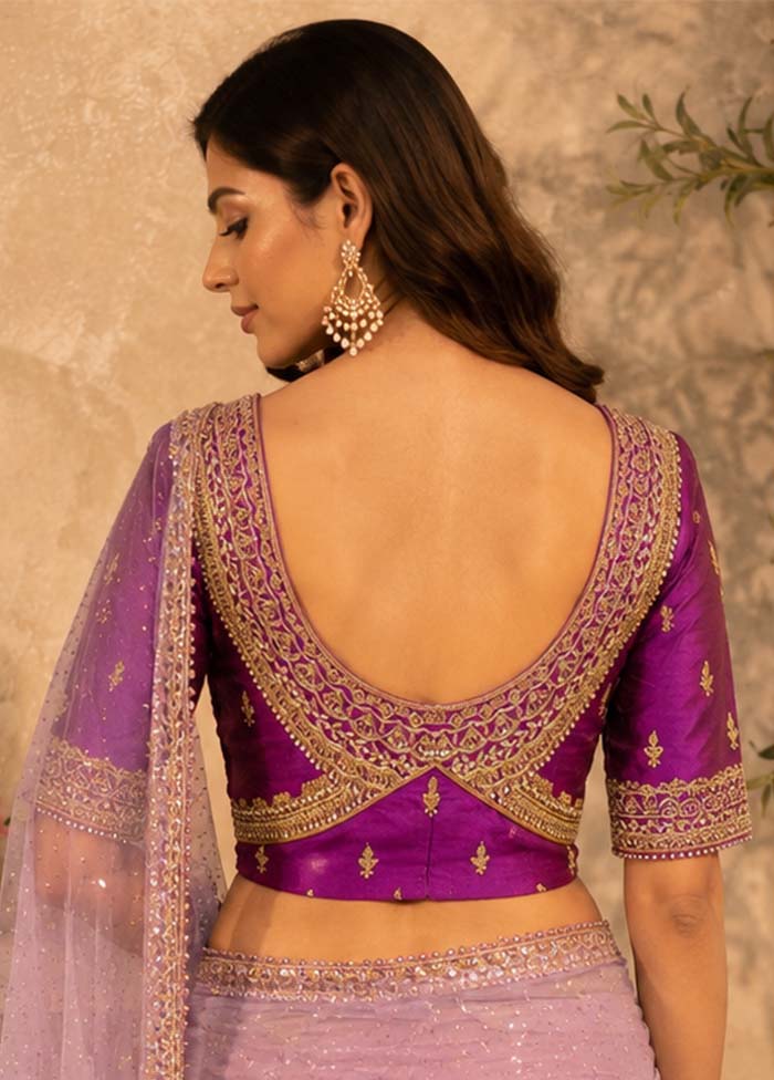 Purple Round Neck Designer Blouse
