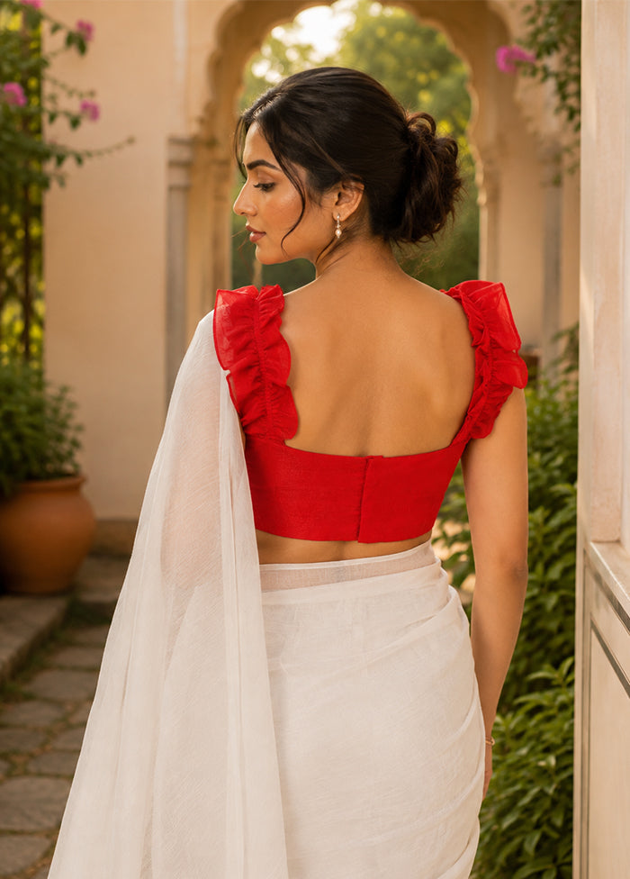 Red Square Neck Designer Blouse
