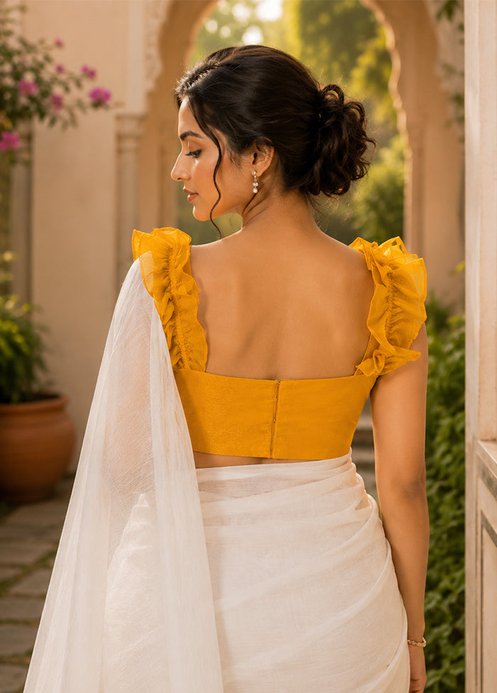 Yellow Square Neck Designer Blouse