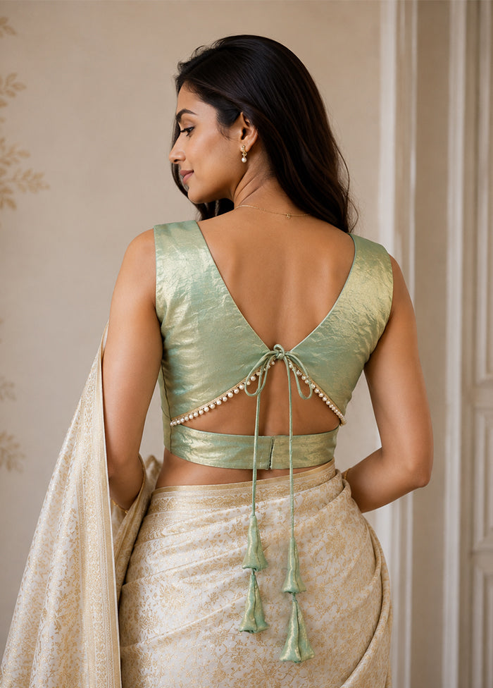 Sea Green V Neck Designer Blouse