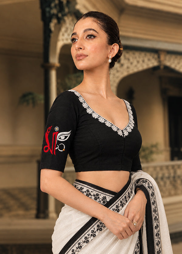 Black Sweetheart Neck Designer Blouse