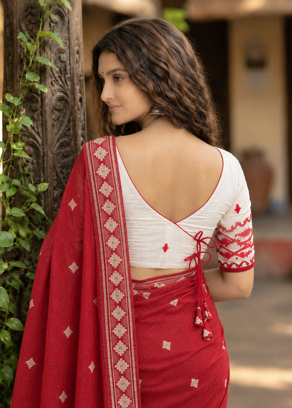 White V Neck Designer Blouse