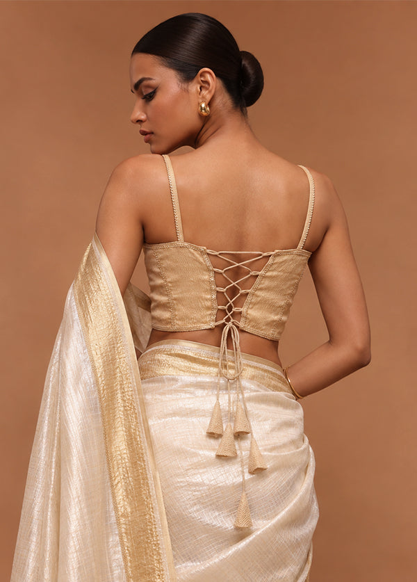 White Gold Designer Neck Designer Blouse