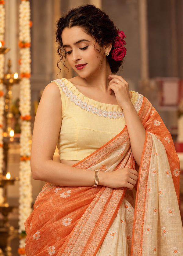 Yellow Designer Neck Designer Blouse