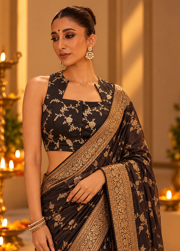Black Designer Neck Designer Blouse