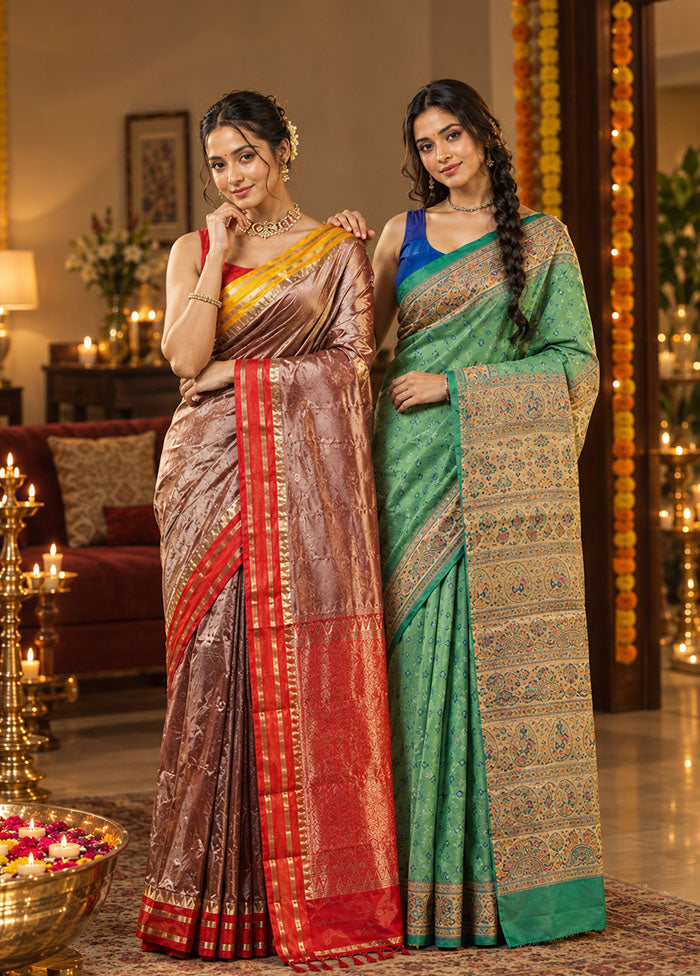 Deep Daan Duo – Red Kanjivaram & Green Printed Silk Sarees