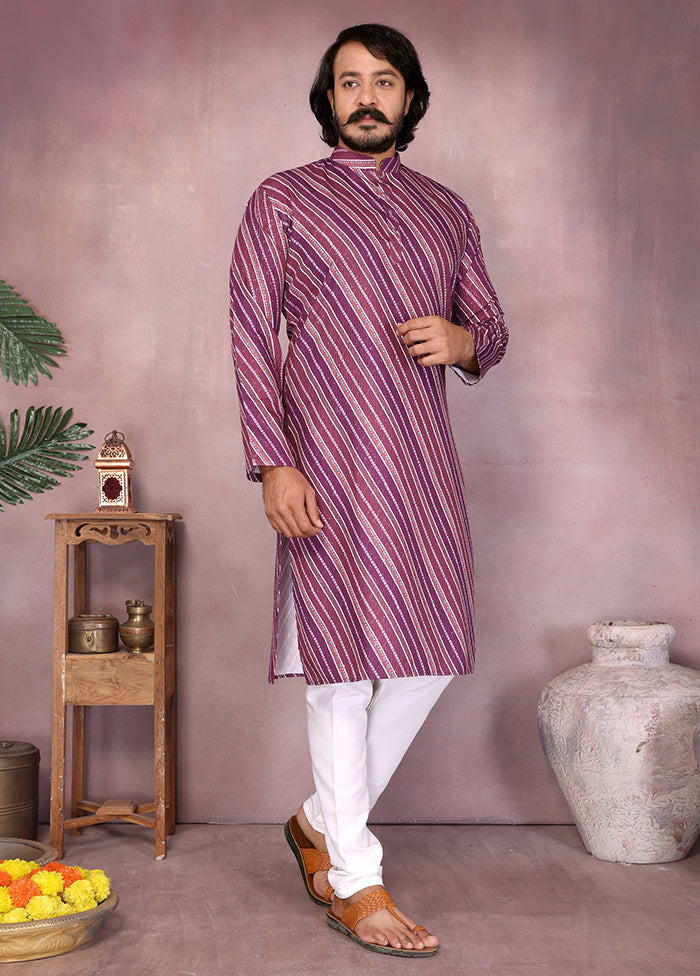 Wine Cotton Kurta & Pajama Set