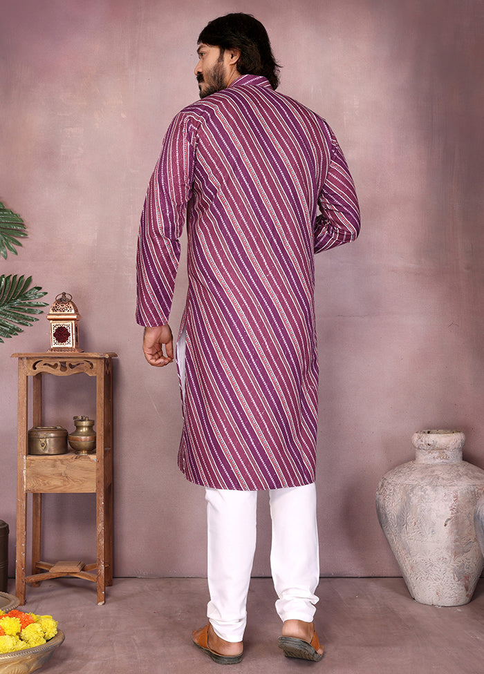 Wine Cotton Kurta & Pajama Set