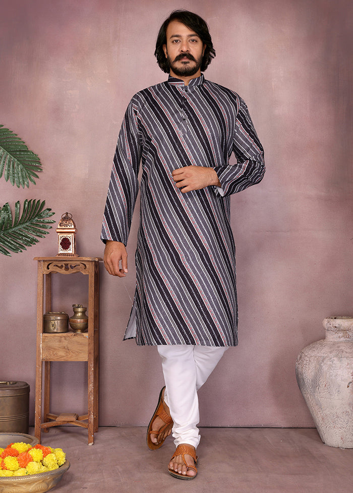 Black Cotton Kurta & Pajama Set