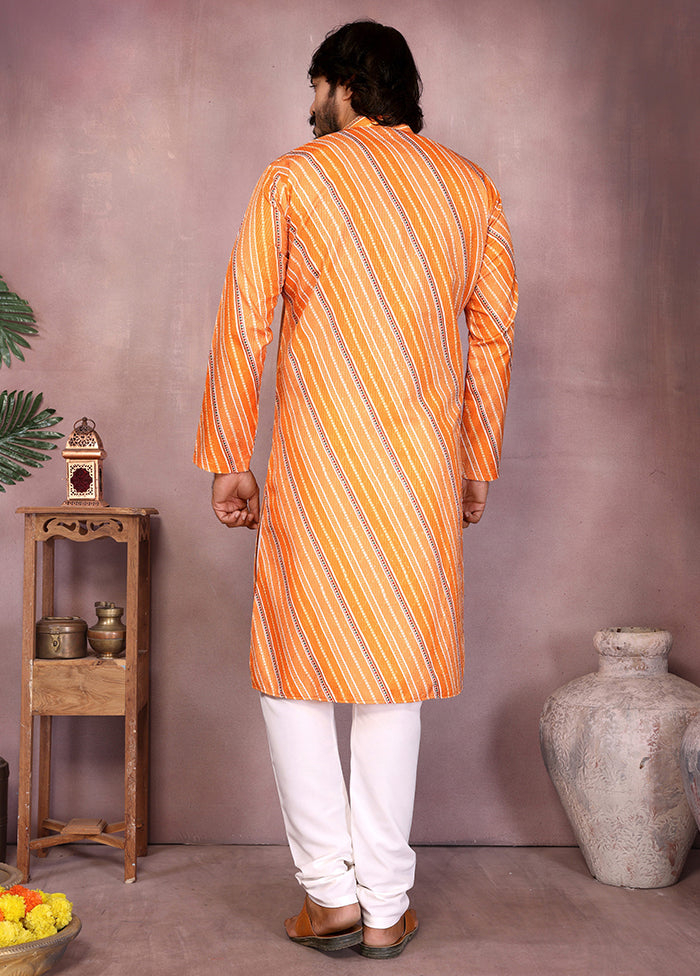 Orange Cotton Kurta & Pajama Set