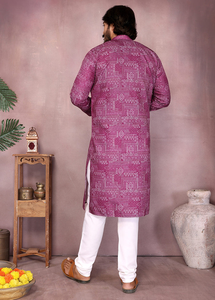 Wine Cotton Kurta & Pajama Set