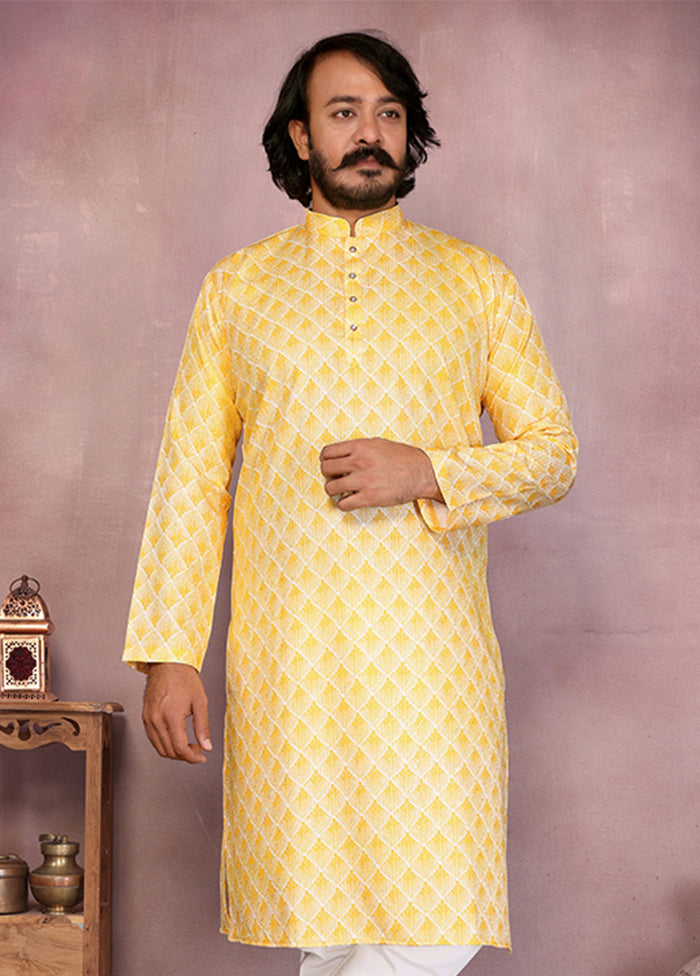 Yellow Cotton Kurta & Pajama Set