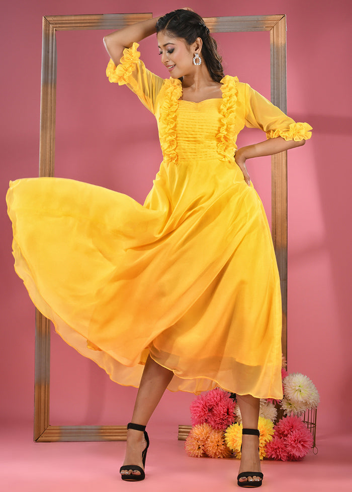 Yellow Readymade Georgette Indian Dress