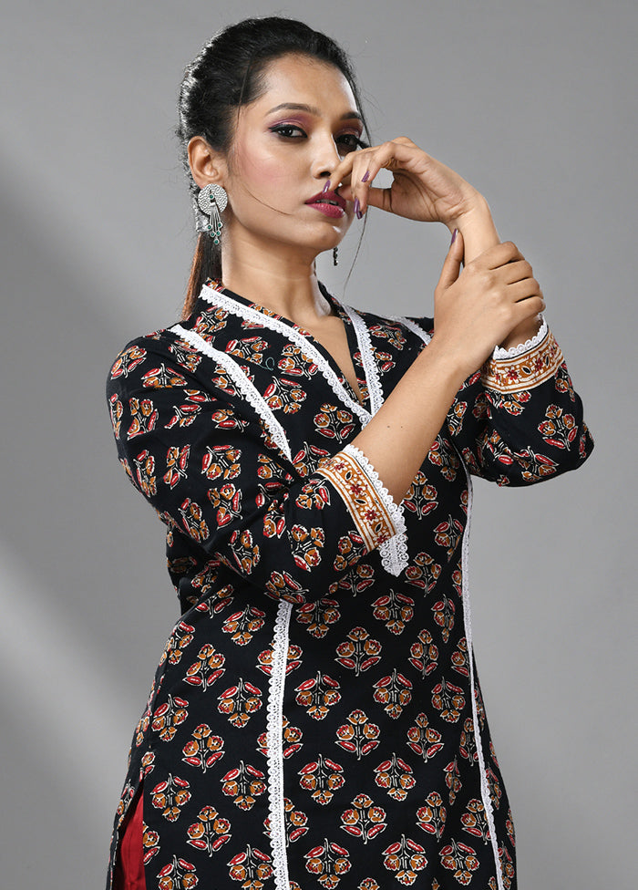 2 Pc Black Readymade Cotton Kurti Set - Indian Silk House Agencies