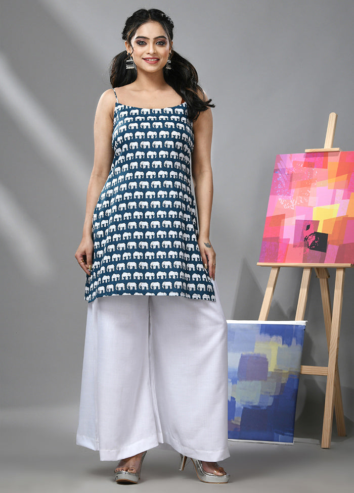 2 Pc Teal Readymade Cotton Kurti Set - Indian Silk House Agencies