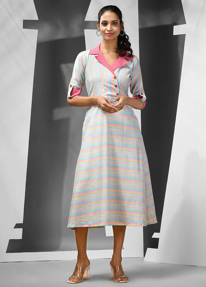 chinese dress ladies Readymade Green Cotton Long Dress main image 1