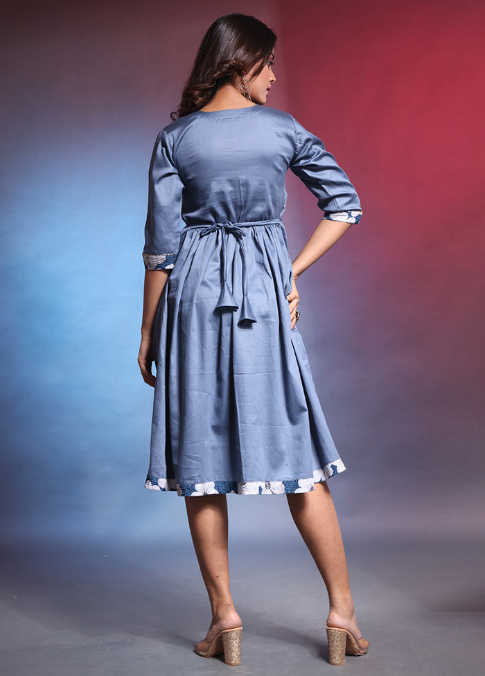 Grey Readymade Cotton Indian Dress - Indian Silk House Agencies