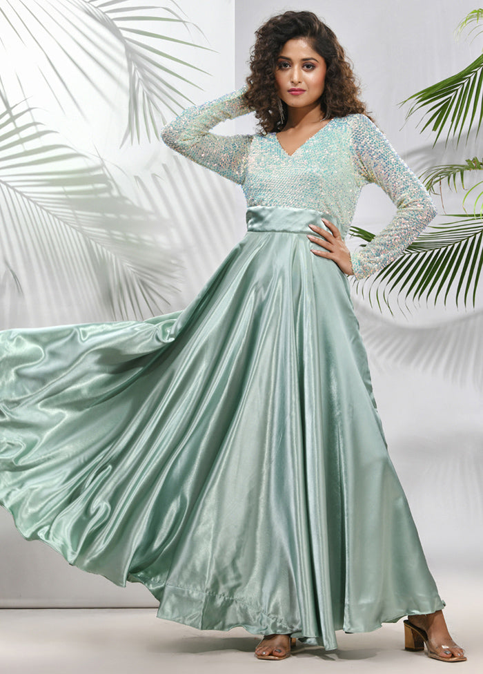 indian dress silk Green Pink Elegant Bottom Fabric Indian Dress Silk House Dress