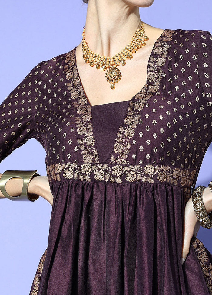2 Pc Purple Printed Kurti Set With Pant VDKSH0604276 - Indian Silk House Agencies