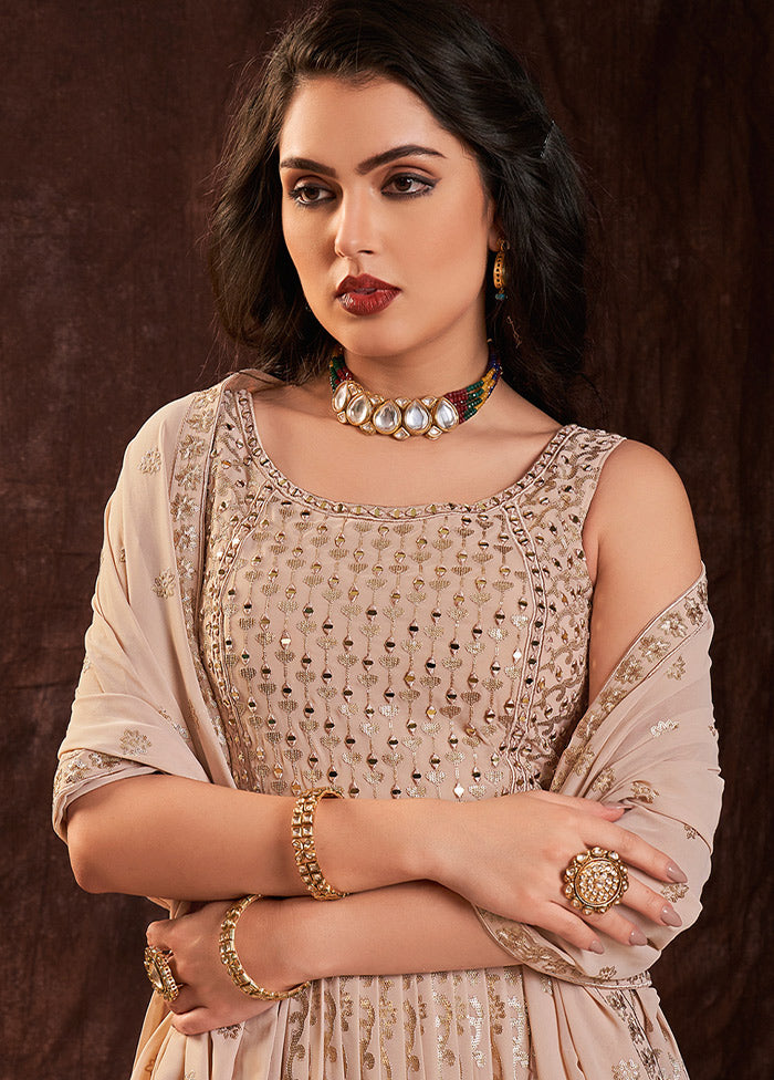 2 Pc Peach Readymade Pure Georgette Gown VDKSH16062082 - Indian Silk House Agencies