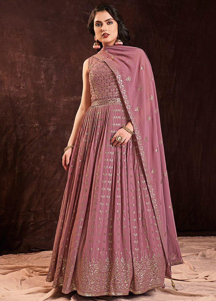 2 Pc Mauve Readymade Pure Georgette Gown VDKSH16062088 - Indian Silk House Agencies