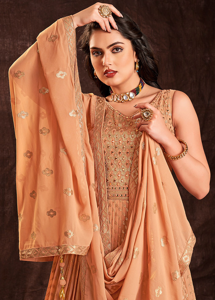 2 Pc Cream Readymade Pure Georgette Gown VDKSH16062094 - Indian Silk House Agencies