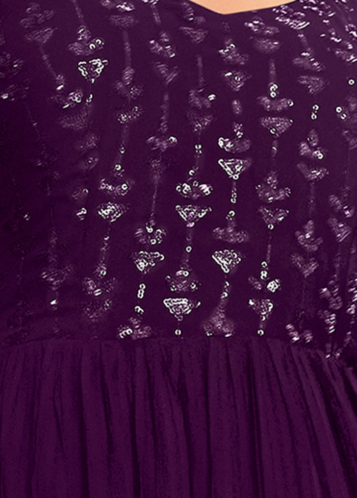 2 Pc Purple Readymade Georgette Gown With Dupatta VDKSH29062065 - Indian Silk House Agencies