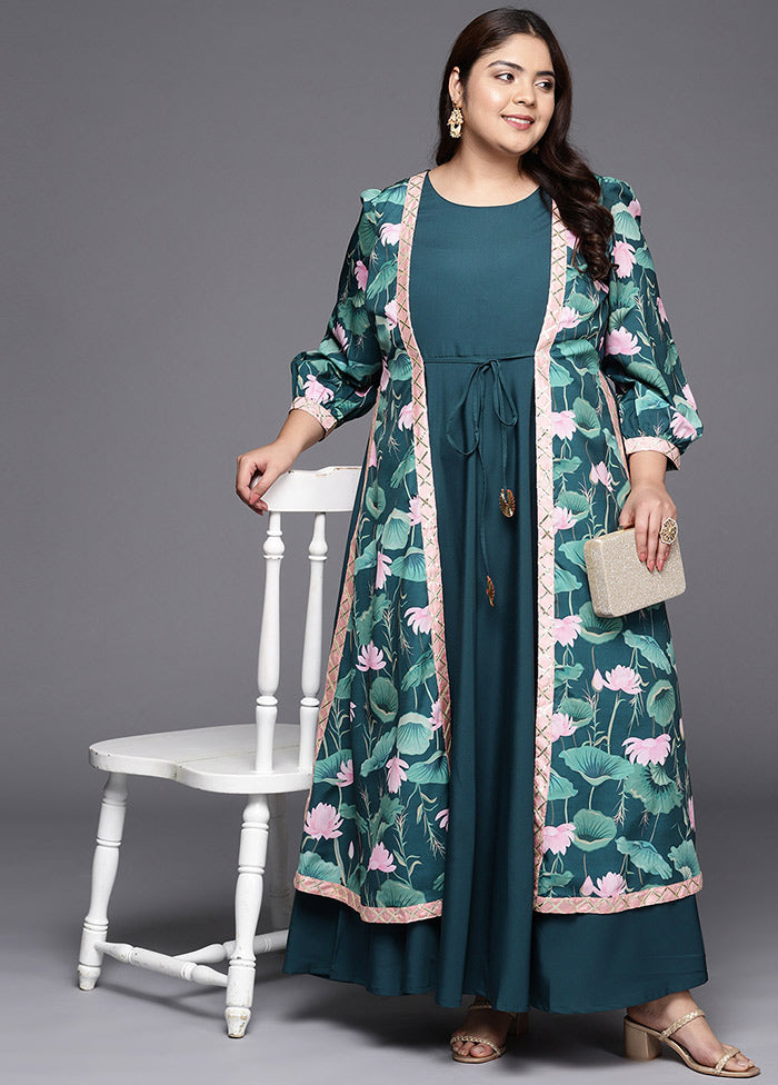 slim fit dress slacks Green Readymade Silk Gown main image 0