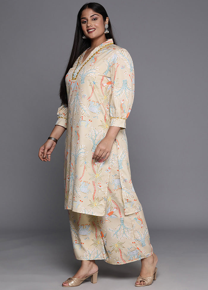 2 Pc Beige Readymade Silk Kurti Set VDKSH14082177 - Indian Silk House Agencies