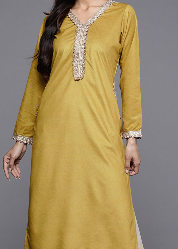 Mustard Readymade Velvet Kurti - Indian Silk House Agencies