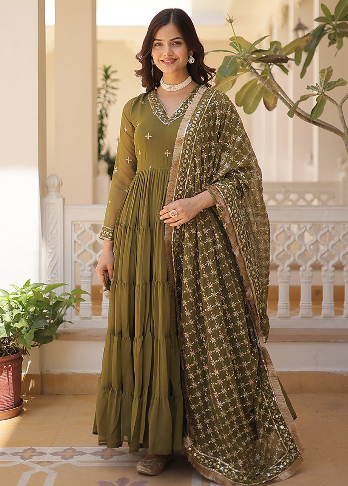 Mehendi Readymade Georgette Indian Dress Mehendi Readymade Georgette Indian Dress