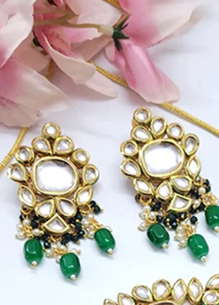 Green Kundan Polki Choker Set With Mangtika - Indian Silk House Agencies